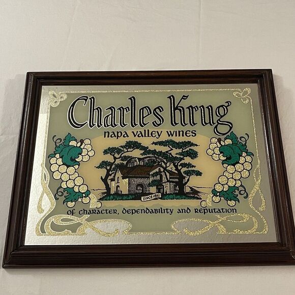 Charles Krug Napa Valley‎ Wines Art SignMirror Framed Rare
